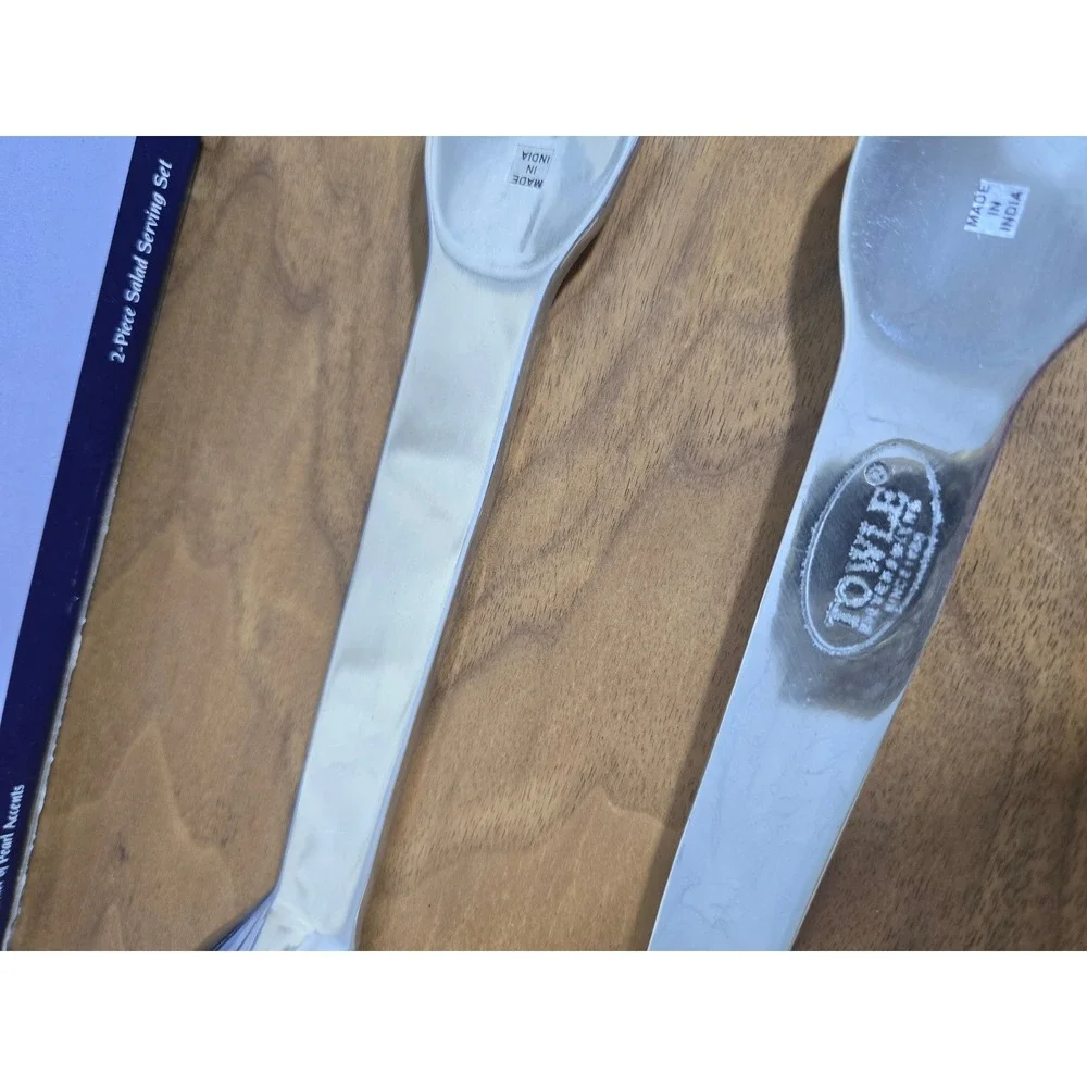 Towle Silversmiths mother of pearl 2-piece salad serving set 11
